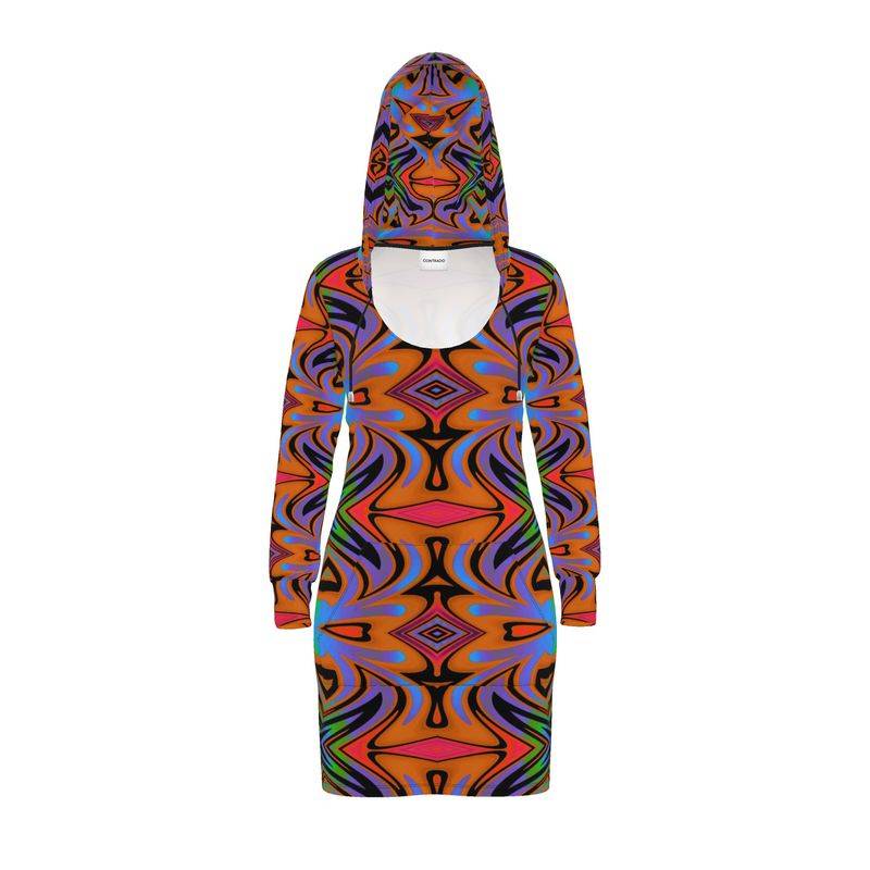 Retro Rainbow Tribe Hoodie Dress